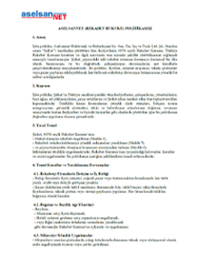 Aselsannet (Rekabet Kurulu) Politikamız